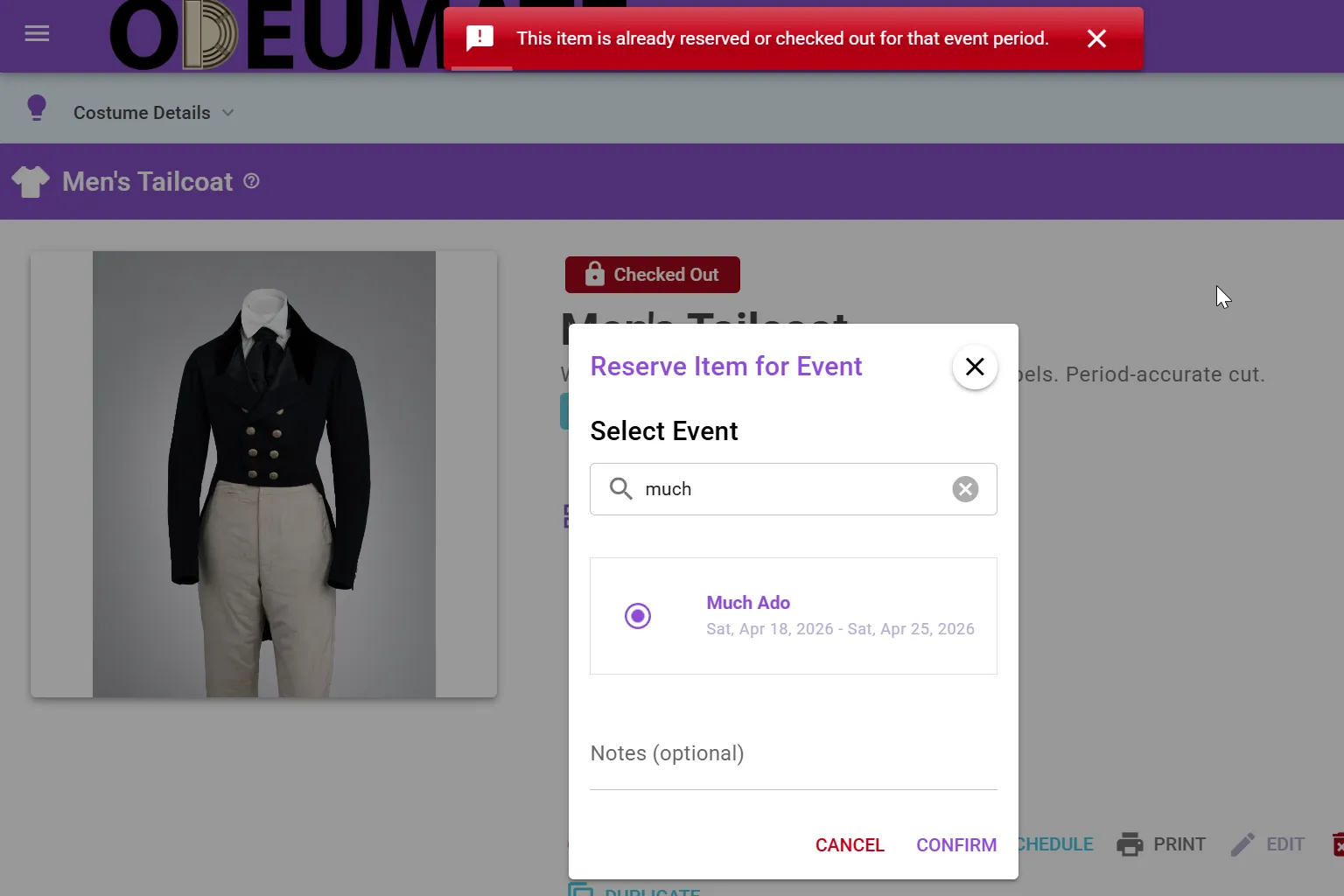 Asset conflict detection timeline