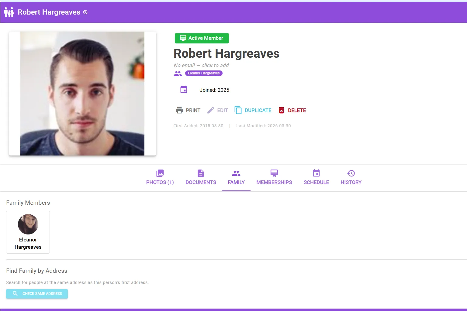Family member linking view