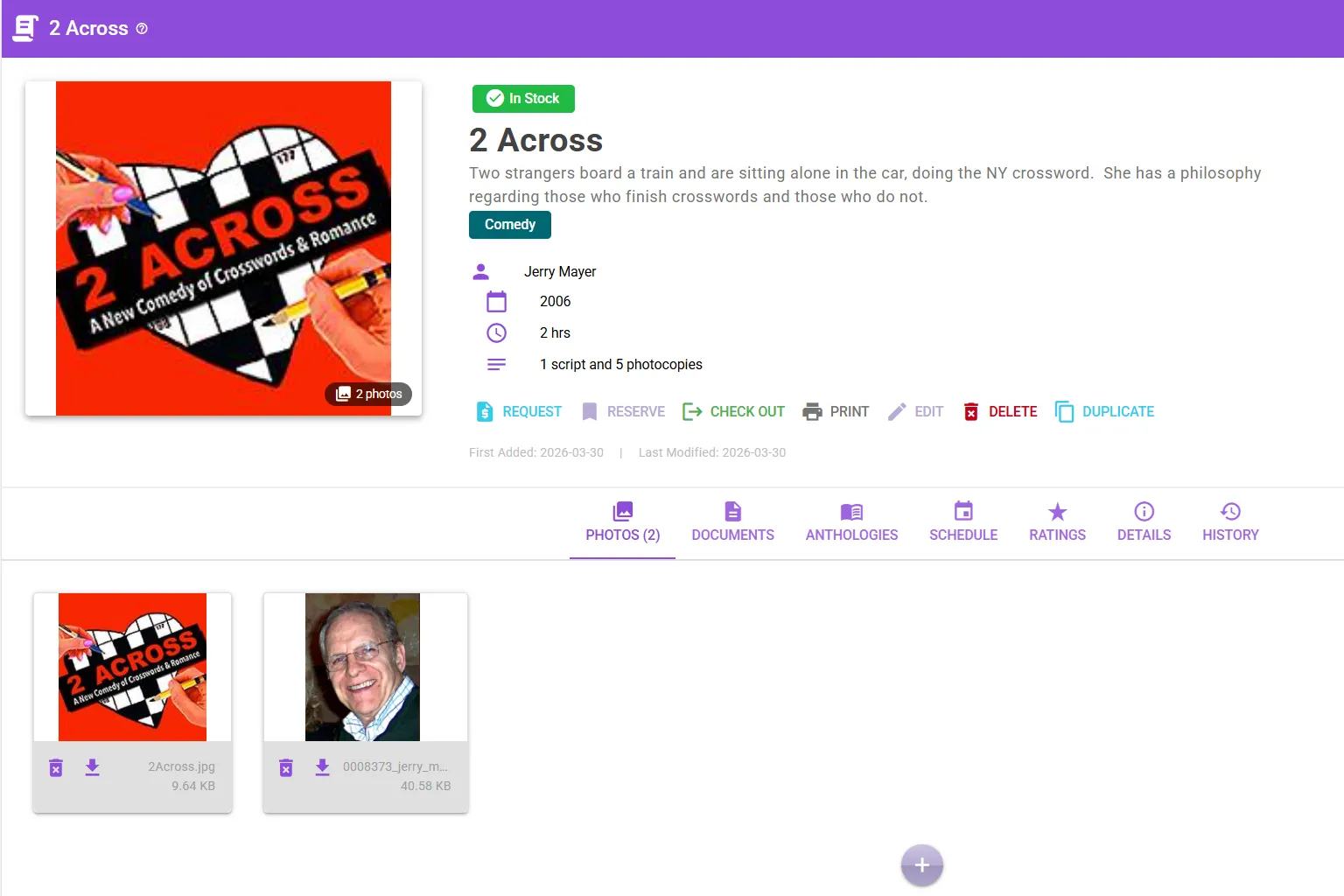 Script library management view